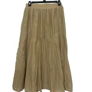 Nic + Zoe Cotton Silk Midi Skirt XS Tan Flowy Boho Minimalist Neutral Cottage